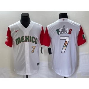 Men's Mexico Baseball #7 Julio Urias Number 2023 White Red World Classic Stitched Jersey11