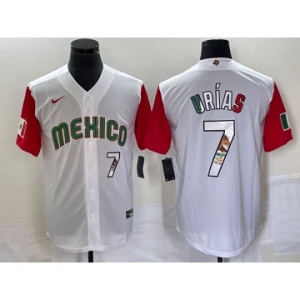 Men's Mexico Baseball #7 Julio Urias Number 2023 White Red World Classic Stitched Jersey13