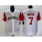 Men's Mexico Baseball #7 Julio Urias Number 2023 White Red World Classic Stitched Jersey20