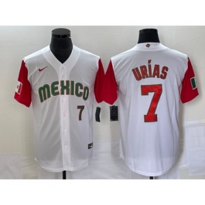 Men's Mexico Baseball #7 Julio Urias Number 2023 White Red World Classic Stitched Jersey21