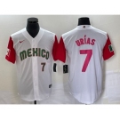 Men's Mexico Baseball #7 Julio Urias Number 2023 White Red World Classic Stitched Jersey24