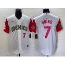 Men's Mexico Baseball #7 Julio Urias Number 2023 White Red World Classic Stitched Jersey26