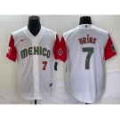 Men's Mexico Baseball #7 Julio Urias Number 2023 White Red World Classic Stitched Jersey52