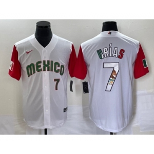 Men's Mexico Baseball #7 Julio Urias Number 2023 White Red World Classic Stitched Jersey8