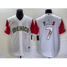 Men's Mexico Baseball #7 Julio Urias Number 2023 White Red World Classic Stitched Jersey9
