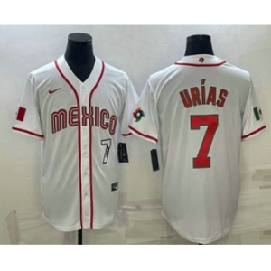 Men's Mexico Baseball #7 Julio Urias Number 2023 White World Baseball Classic Stitched Jersey