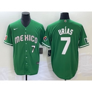 Men's Mexico Baseball #7 Julio Urias Number Green 2023 World Baseball Classic Stitched Jersey4
