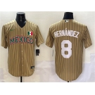Men's Mexico Baseball #8 Enrique Hernandez Tan 2023 World Baseball Classic Stitched Jersey