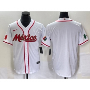 Men's Mexico Baseball Blank NEW 2023 White World Classic Stitched Jersey