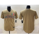 Men's Mexico Baseball Blank Tan 2023 World Baseball Classic Stitched Jersey