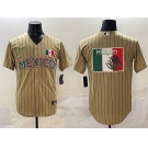 Men's Mexico Baseball Tan 2023 World Baseball Classic Team Big Logo Stitched Jersey