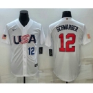 Men's USA Baseball #12 Kyle Schwarber Number 2023 White World Baseball Classic Stitched Jersey