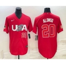 Men's USA Baseball #20 Pete Alonso Number 2023 Red World Classic Stitched Jersey