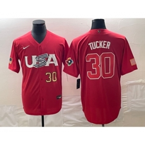 Men's USA Baseball #30 Kyle Tucker Number 2023 Red World Classic With Patch Stitched Jersey