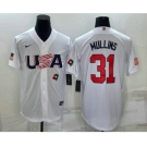 Men's USA Baseball #31 Cedric Mullins 2023 White World Classic Stitched Jerseys