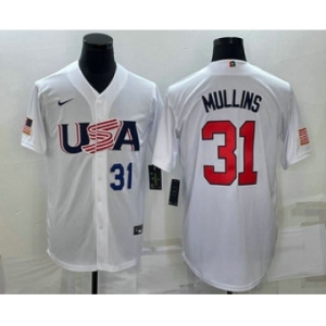 Men's USA Baseball #31 Cedric Mullins Number 2023 White World Classic Stitched Jerseys