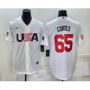 Men's USA Baseball #65 Nestor Cortes 2023 White World Classic Stitched Jersey