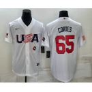 Men's USA Baseball #65 Nestor Cortes 2023 White World Classic Stitched Jerseys