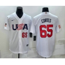 Men's USA Baseball #65 Nestor Cortes Number 2023 White World Classic Stitched Jersey