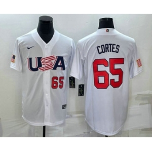 Men's USA Baseball #65 Nestor Cortes Number 2023 White World Classic Stitched Jersey
