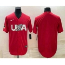 Men's USA Baseball Blank 2023 Red World Classic Stitched Jerseys