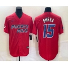 Men's Puerto Rico Baseball #15 Emmanuel Rivera 2023 Red World Classic With Patch Stitched Jersey