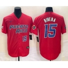 Men's Puerto Rico Baseball #15 Emmanuel Rivera Number 2023 Red World Classic With Patch Stitched Jersey1