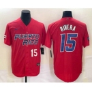 Men's Puerto Rico Baseball #15 Emmanuel Rivera Number 2023 Red World Classic With Patch Stitched Jersey