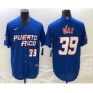 Men's Puerto Rico Baseball #39 Edwin Diaz Number 2023 Blue World Baseball Classic Stitched Jersey