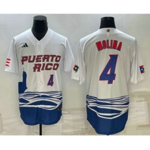 Men's Puerto Rico Baseball #4 Carlos Correa Number 2023 White World Baseball Classic Stitched Jersey