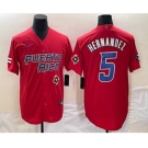 Men's Puerto Rico Baseball #5 Enrique Hernandez 2023 Red World Classic Stitched Jersey