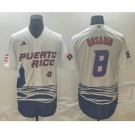 Men's Puerto Rico Baseball #8 Eddie Rosario 2023 White World Classic Stitched Jerseys