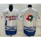 Men's Puerto Rico Baseball Big Logo White 2023 World Baseball Classic Stitched Jersey