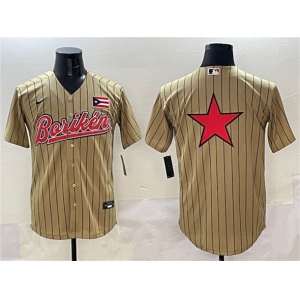 Men's Puerto Rico Baseball Tan 2023 World Baseball Classic Team Big Logo Stitched Jersey