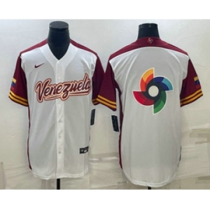 Men's Venezuela Baseball 2023 White World Big Logo With Patch Classic Stitched Jerseys