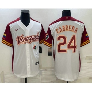 Men's Venezuela Baseball #24 Miguel Cabrera 2023 White World Classic Stitched Jersey