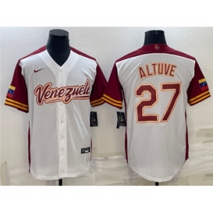 Men's Venezuela Baseball #27 José Altuve 2023 White World Baseball Classic Stitched Jersey