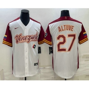 Men's Venezuela Baseball #27 Jose Altuve 2023 White World Baseball Classic Stitched Jersey