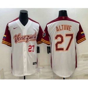 Men's Venezuela Baseball #27 Jose Altuve Number 2023 White World Baseball Classic Stitched Jersey1