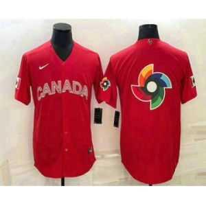 Men's Canada Baseball 2023 Red World Big Logo With Patch Classic Stitched Jerseys