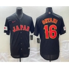 Men's Japan Baseball #16 Shohei Ohtani 2023 Black World Classic Stitched Jersey