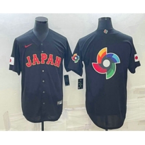 Men's Japan Baseball 2023 Black World Big Logo With Patch Classic Stitched Jersey