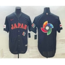 Men's Japan Baseball 2023 Black World Big Logo With Patch Classic Stitched Jerseys