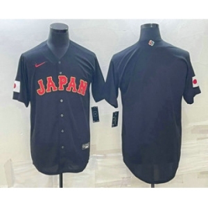 Men's Japan Baseball Blank 2023 Black World Classic Stitched Jerseys