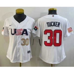 Women's USA Baseball #30 Kyle Tucker Number 2023 White World Classic Stitched Jersey