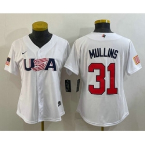 Women's USA Baseball #31 Cedric Mullins 2023 White World Classic Stitched Jersey