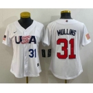 Women's USA Baseball #31 Cedric Mullins Number 2023 White World Classic Stitched Jerseys