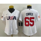 Women's USA Baseball #65 Nestor Cortes 2023 White World Classic Stitched Jersey