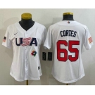 Women's USA Baseball #65 Nestor Cortes 2023 White World Classic Stitched Jerseys