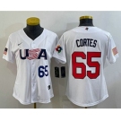 Women's USA Baseball #65 Nestor Cortes Number 2023 White World Classic Stitched Jerseys